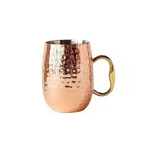 Mug à boire en cuivre tendance avec motif floral classique, prêt pour les fêtes, en cuivre pur de Crescent Crafts avec poignée et paille - Product Image 2