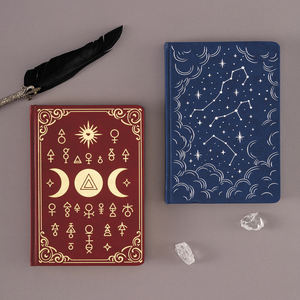 LABON Cuaderno de Tapa Dura con Símbolos Celestiales, Diarios Místicos de Magia Lunar, Constelaciones de Astrología en Lámina de Oro, Agenda Punteada de 160gsm - Product Image 3