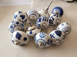 Ensemble 10 boutons en céramique design floral faits à la main boutons de porte colorés vintage pour armoires de chambre à coucher commode placards extérieur hôtel - Product Image 4