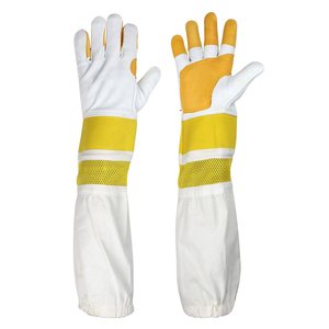 Guantes transpirables de cuero para cultivo de abejas, la mejor calidad, 2025, guantes largos duraderos para apicultura, guantes de cuero de cabra OEM - Product Image 1