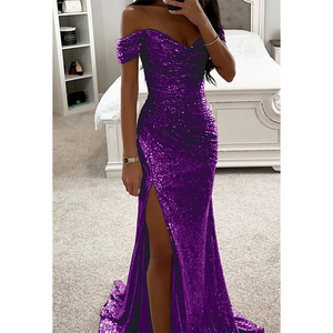 Vestido Casual Diario a la Moda con Abertura Alta y Tela de Lentejuelas Brillantes para <span class=keywords><strong>Ropa</strong></span> <span class=keywords><strong>Urbana</strong></span> y Tiendas de <span class=keywords><strong>Ropa</strong></span> al por Mayor en Línea - Product Image 1