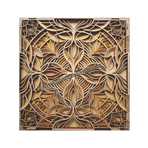 Modern Mandala Design Engineering Wood Multi-Functional <b>Spring</b> Square Scenic Pattern Engraved Customized Logo Modern Art Wall - Product Image 4