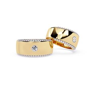 Các cặp vợ chồng 10k 14k 18K vàng đám cưới thiết lập 0.60 Carat kim cương tự nhiên trung tâm đá IGI chứng nhận Pave thiết kế phù hợp với LỜI HỨA Nhẫn - Product Image 1