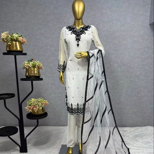 Conjunto de Kurti de Alta Calidad para Mujer, con Bordado de Hilo de Georgette Sintética, Diseño de Última Moda, para Bodas, por FabZone - Product Image 1