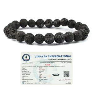 Bracelet en perles rondes de lave naturelle certifiée 8 mm pour la mise à la terre, la force, le courage, l'équilibre émotionnel - Pierre précieuse chargée de Reiki - Product Image 2