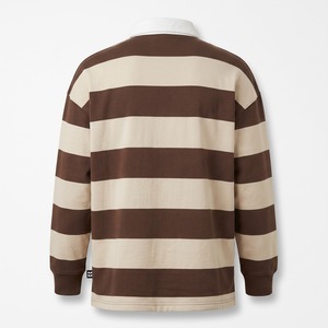 Camisa Polo de Rugby Personalizada, Corte Cuadrado, 280 GSM, Rayas, Cuello de Sarga de Algodón Pesado, Estilo Urbano, Venta al Por Mayor OEM - Product Image 2