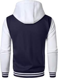 Blouson Bomber Homme Personnalisé Coupe-Vent Automne Style Universitaire avec Manches en Similicuir, Col Montant et Logo Frontal - Product Image 3