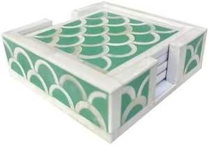 Sous-verre carré bohème en incrustation d'os, fait main, écologique, design artisanal traditionnel pour protéger les tables contre le chaud et le froid - Product Image 5