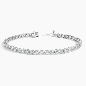 Pulsera de eslabones de cadena chapada en plata de 8 pulgadas, conjunto de canales de moissanita de corte Premium, estilo bonito, uso diario, fiestas, bodas - Product Image 1