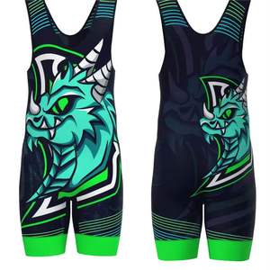 Combinaisons de lutte durables, extensibles et respirantes en polyester et élasthanne, personnalisables avec un design par sublimation, sans bretelles, fermeture à pression - Product Image 4