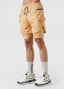 Pantalones cortos Cargo para correr personalizados de color al por mayor, transpirables de secado rápido, pantalones cortos geniales para gimnasio de doble capa para hombres - Product Image 2