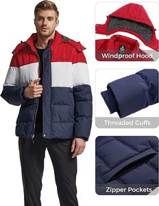 Wantdo <b>Men's</b> Hooded Winter Puffer Jacket with Removable Hood Thick Cotton Lining Canvas Fabric Front Logo - Product Image 4