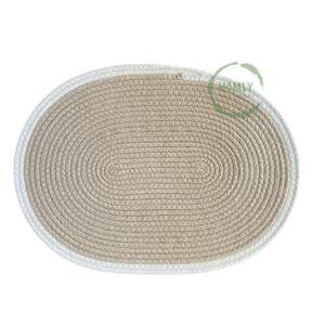 Oval Weaved 12-Inch Table Mat Coaster Set Made of Cotton From India with 6-Inch Coasters - Product Image 1