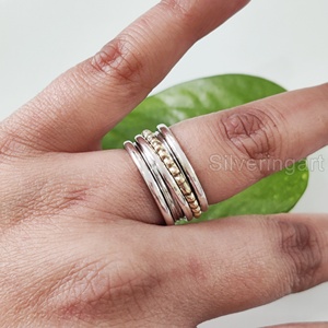 Infinity Spinner Band Bague de méditation Bague de pouce pour femme en argent sterling 925 Fidget Bijoux faits à la main Bague Spinner pour homme de Noël - Product Image 2