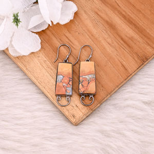 Pendientes de Piedras Preciosas de Jaspe Malinga Estilo Boho, Pendientes Colgantes de Latón con Baño de Rodio Negro, Joyería de Regalo para Mujer - Product Image 2