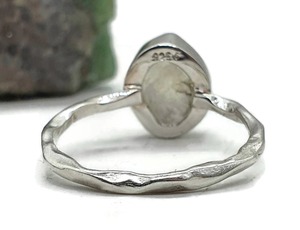 Wholesale Rough Rainbow Moonstone <b>Ring</b> 8-9mm Stone June Birthstone 925 Sterling Silver Raw Gemstone Collect <b>Ring</b> Hammered Design - Product Image 3