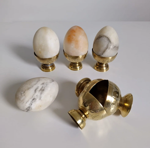 ถ้วยทองเหลืองสำหรับใส่ไข่ต้มถ้วยทองเหลืองงานหัตถกรรมส่งตรงจากโรงงาน4ชิ้นถ้วยไข่สีโรสโกลด์ดีไซน์ใหม่ - Product Image 2