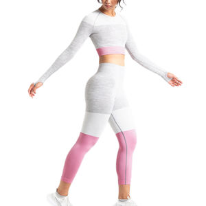 Conjunto de Yoga sin costuras de secado rápido para mujer, Reversible Sujetador deportivo, mallas, camisetas deportivas transpirables, pantalones, patrón sólido XS - Product Image 1