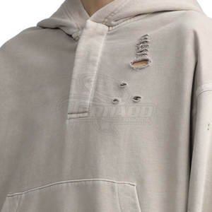 Pull Streetwear de saison d'hiver pour hommes meilleur matériau en détresse motif imprimé solide à capuche à manches longues nouveau teint uni - Product Image 6