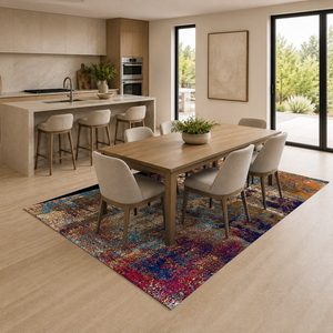 Alfombra de Chenilla Lavable a Máquina, Antideslizante, con Diseño Abstracto Contemporáneo Impreso Digitalmente, Color Rojo Borgoña, Modelo LXDP-1008 de RUGS DEPOT, Venta al Por Mayor - Product Image 4