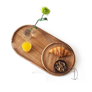 Élégants plateaux de service décoratifs en bois plats de restauration pour hôtels et restaurants centres de villégiature vaisselle plateaux en bois dur - Product Image 1