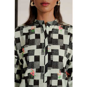 ชุดเซ็ตปักลายพิมพ์ลายครอสสลับ รุ่น IPST-44252 ชุดสองชิ้นแขนสามส่วน ไซส์ XS - Product Image 5