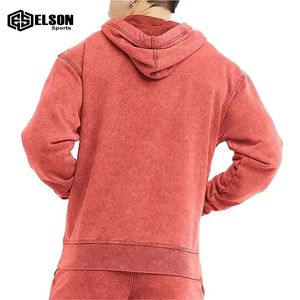 Dernier modèle Design SUn Fermeture éclair délavée à manches longues French Terry Distressed Brodé Tissu respirant Acid Wash Hoodie - Product Image 5