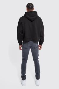 Liso Unisex French Terry Oversized Drop Shoulder Cropped Hoodie Alta calidad 100% algodón Boxy Style - Product Image 4