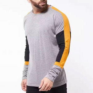 T-shirt uni à manches longues en tissu tricoté en coton 100% lourd pour homme personnalisé - Product Image 2