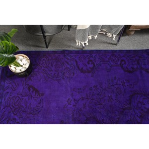 Alfombra de lana turca vintage de 4 pies x 8,5 pies, área grande, diseño de retazos de gran tamaño, látex para habitación de adolescentes, rompecabezas rectangular, pasillo - Product Image 2