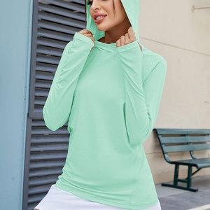 Veste d'entraînement à capuche pour femme Veste de course athlétique avec ventilation en maille arrière et trous pour le pouce - Product Image 3