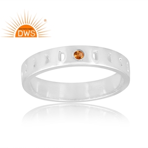 แหวนพลอยซิทรีนธรรมชาติแบบเรียงซ้อนได้เงินแท้ปรับแต่งได้ - Product Image 4