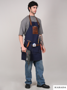 High Quality Custom Unisex Comfortable <b>Leather</b> Strap Washed Cotton Canvas <b>Tool</b> <b>Work</b> Kitchen Cooking Baking Chef Aprons - Product Image 6