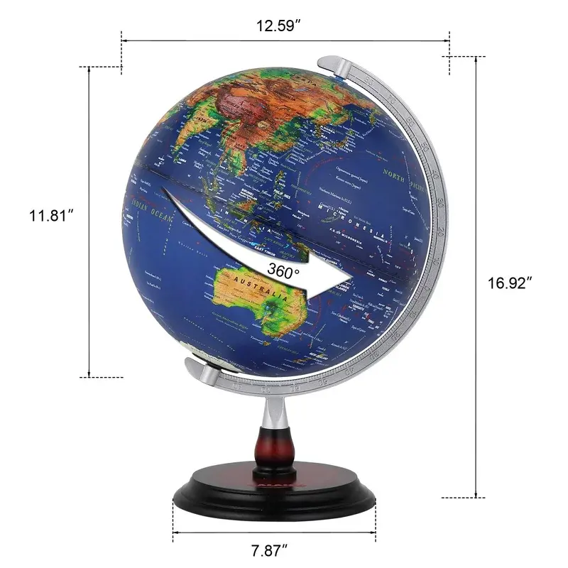 Дизайн на заказ, оптовая продажа, декоративные предметы для демонстрации, экспорт из Индии, черный/синий мир, глобус для офиса, обучения и образовательного использования