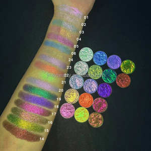 Bedak padat berpigmen tinggi, riasan <span class=keywords><strong>Eyeshadow</strong></span> Glitter holografik metalik krom satu warna - Product Image 3