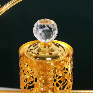 Ensemble de brûleurs d'encens du Ramadan en métal et cristal arabes les plus exigeants ensemble Bakhoor de luxe décor de fête de brûleur d'encens d'arrivée supérieure - Product Image 5
