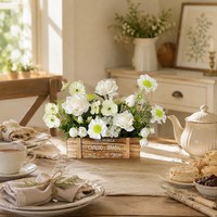 Boîte en bois rustique avec arrangement floral pré-fait, fleurs en soie mélangées réalistes pour la décoration de table de mariage et de ferme