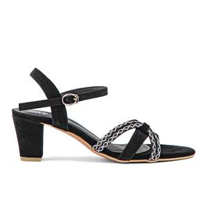 Sandale à talon fantaisie noire modèle FN5978 - Product Image 4