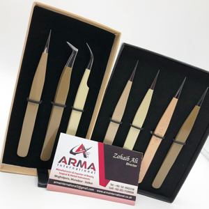 แหนบต่อขนตาสแตนเลสแบบยั่งยืนเครื่องมือทดสอบความงามแบบใช้มือติดปลายแหลม - Product Image 2