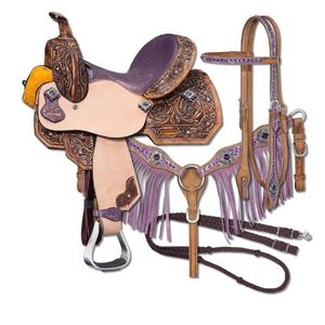 Silla de Montar Ecuestre de Cuero Vacuno Genuino de Primera Calidad, Hecha a Mano, Cómoda, Duradera y Personalizable, para Carreras de Barriles y Senderismo - Product Image 1