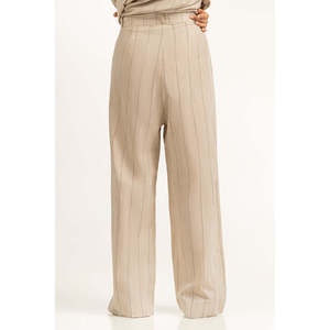 Pantalon large coupe droite pour femme WM-COD-SS25-327B en toile respirante, taille haute, formel, manches longues, couleur délavée 75% - Product Image 3