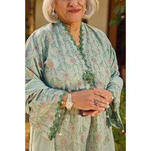 Conjunto de Traje de 3 Piezas para Mujer, Bordado, 100% Algodón, Estampado Floral, con Dupatta de Chifón Bordado, Corte Holgado PM-62048 - Product Image 2