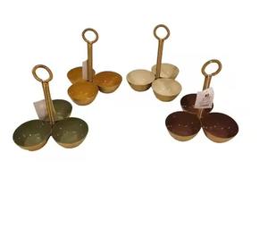 ชามโลหะ3อันมีสไตล์พร้อมที่จับสีทองเหมาะสำหรับเป็นของขวัญตามเทศกาลโต๊ะรับประทานอาหารและการตกแต่งบ้านที่ทันสมัย - Product Image 1