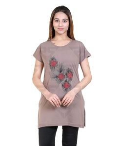 Women's Regular Fit Cotton Round Neck Half Sleeve T-Shirt, Nightwear, <b>Sleep</b>, Yoga, Daily Use Gym and Lounge Wear Long Top n <b>Tees</b> - Product Image 1