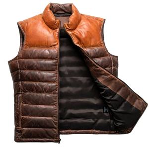Men Genuine Leather Vest Sleeveless Motorcycle Biker <b>Waistcoat</b> Cowhide Lambskin Custom Logo OEM Wholesale Factory Manufacturer - Product Image 1