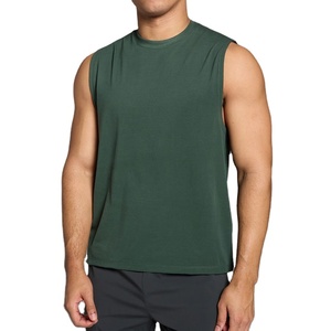 Summer Hot Selling Cut Out Loose Fit Singlet Gym Tank Top Blank Round Neck Polyester Spandex Stretchable <b>Athletic</b> Plus Size - Product Image 1