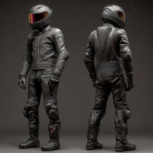 ชุดหนังสำหรับนักขี่มอเตอร์ไซด์สำหรับผู้ชายเสื้อแจ็คเก็ตหนังปั่นจักรยานกันลมชุดเสื้อแข่งพียูชุดสูทนักปั่นหนังสำหรับผู้ชาย - Product Image 1