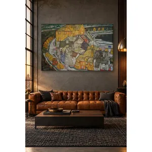 Fida Egon Schiele Impression sur toile de maisons en forme de croissant dans un courant d'eau - Product Image 3