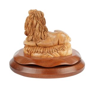 Hand Carved Olive Wood Lion and Lamb Sculpture 20 cm Christian Religious Figurine Peace Symbol Handmade in Bethlehem - Product Image 2