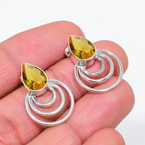 Factory Direct Sale Woman Jewelry 925 Sterling Silver Citrine Gemstone Drop Dangle <b>Earring</b> Handmade Designer <b>Earring</b> Wholesale - Product Image 3